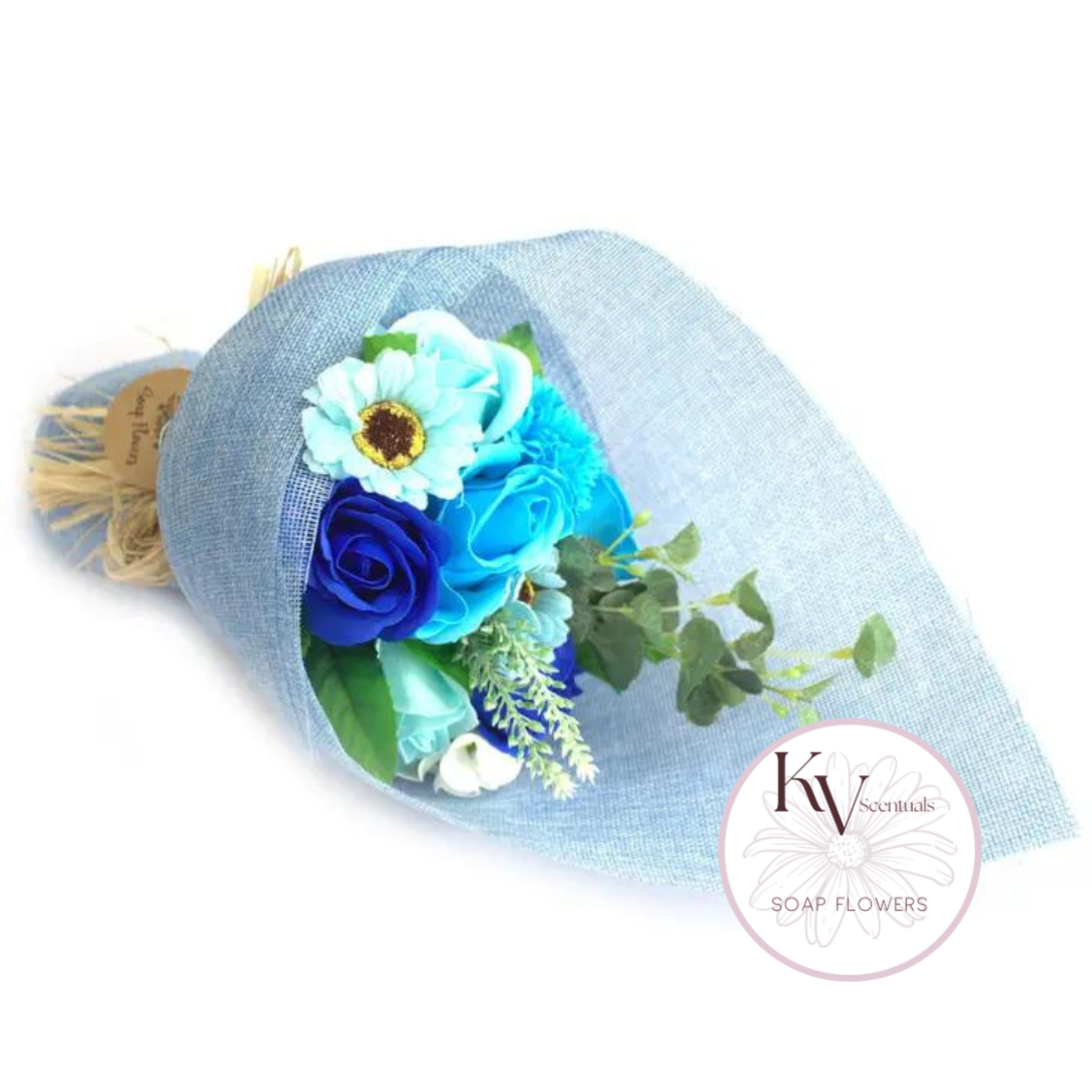 Standing Soap Flowers Bouquet - Blue