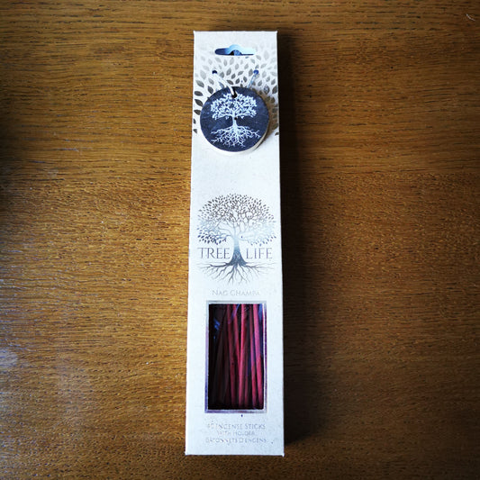 40 Nag Champa Incense Sticks - With Tree Of Life Design Holder
