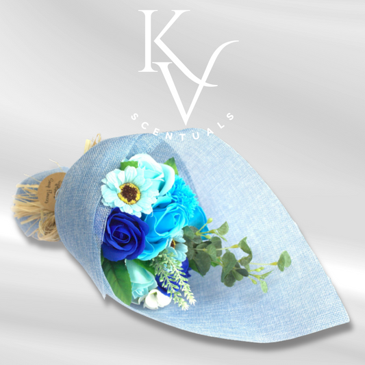 Standing Soap Flowers Bouquet - Blue